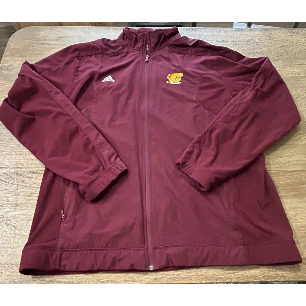 Vintage 2010 Adidas Scorch Men Track Jacket Maroon Central Michigan CMU P55299